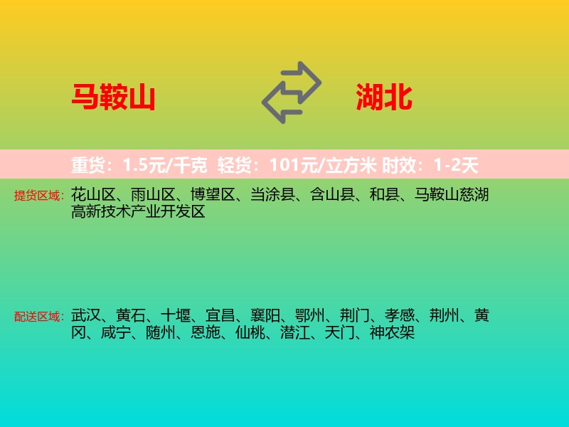 马鞍山到湖北长途搬家