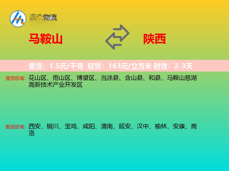 马鞍山到陕西长途搬家