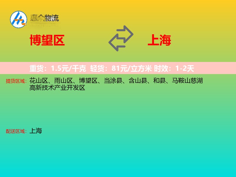 博望区到上海物流专线
