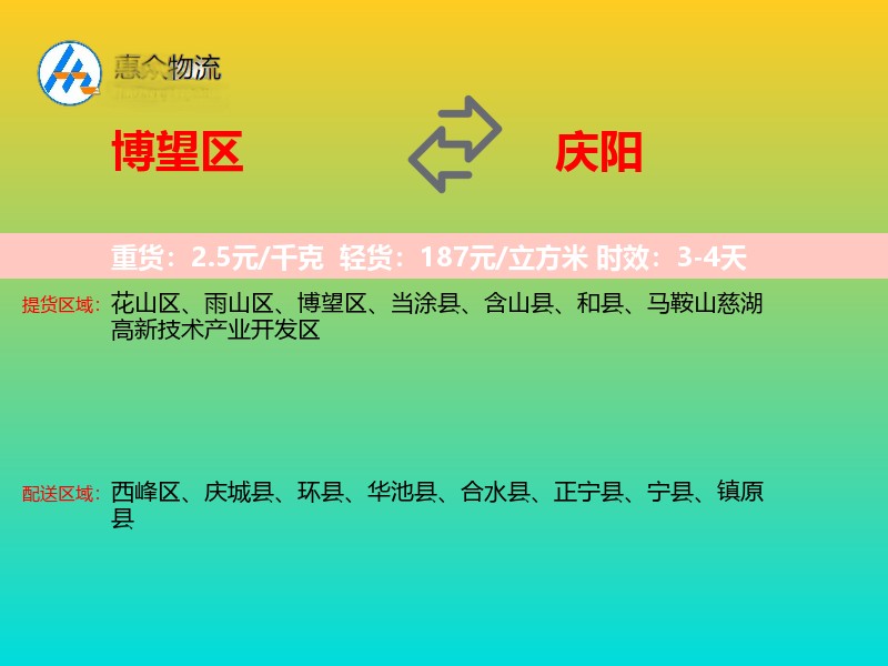 博望区到庆阳物流专线