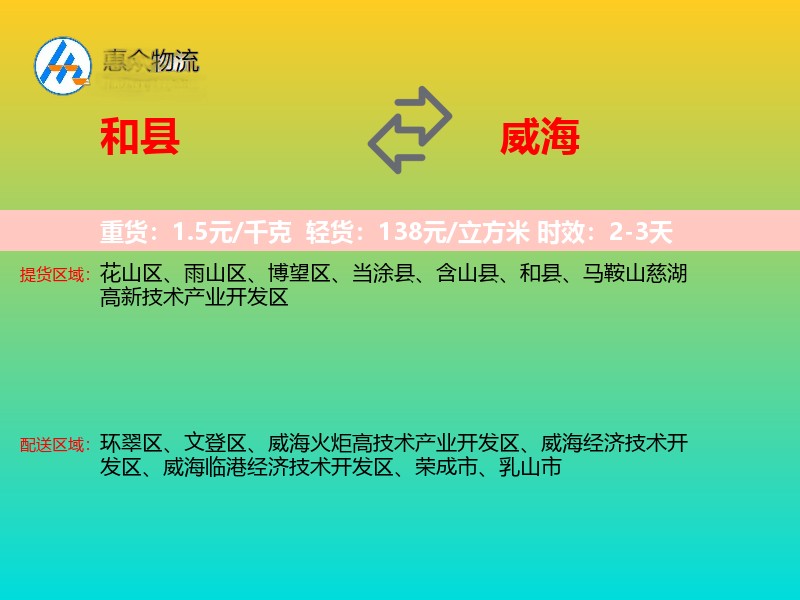 和县到威海物流专线