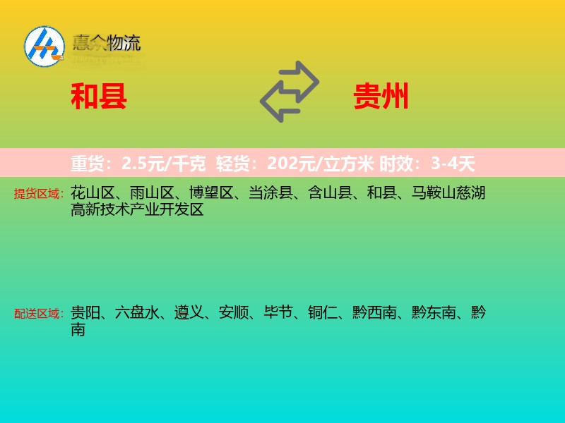 和县到贵州轿车托运