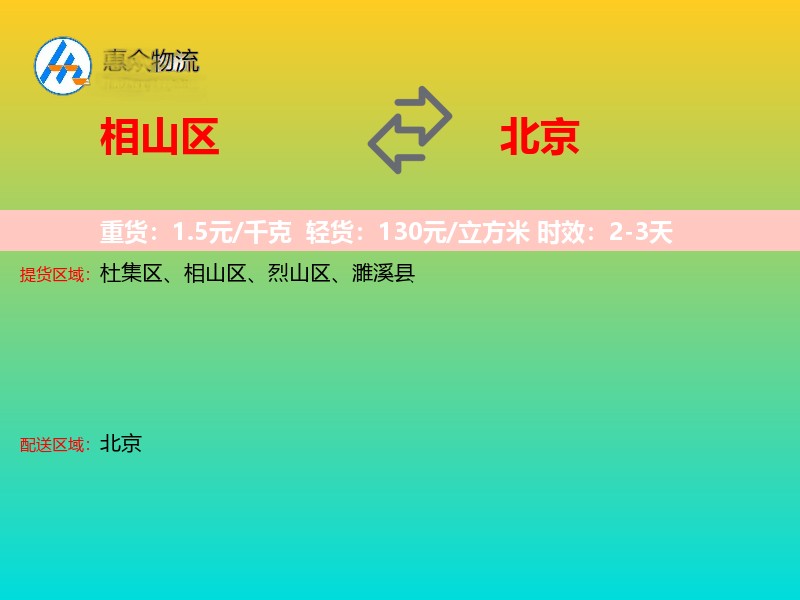 相山区到北京物流专线