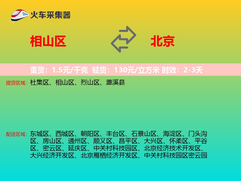 相山区到北京物流专线