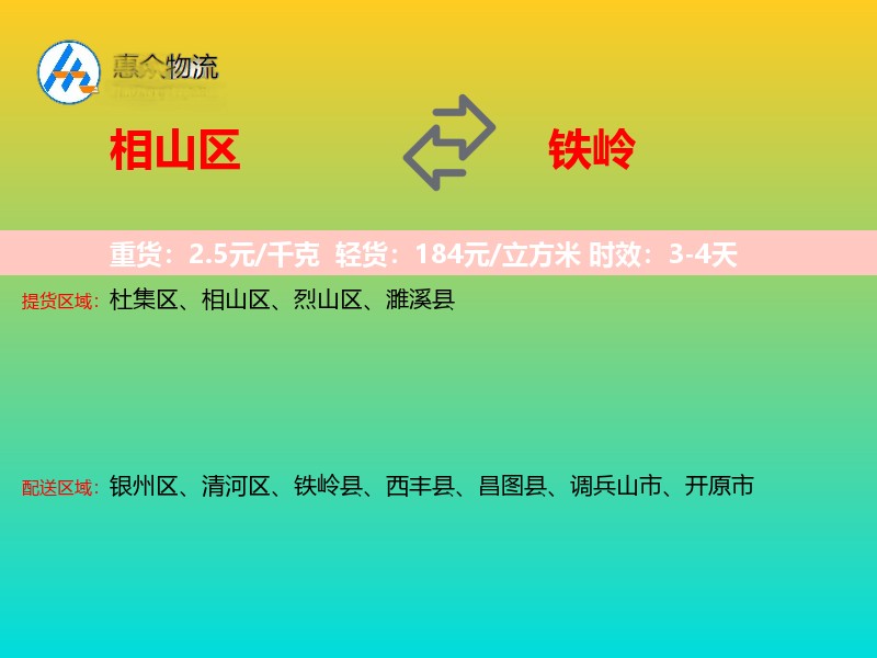 相山区到铁岭物流专线