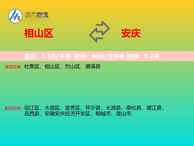 相山区到安庆物流专线