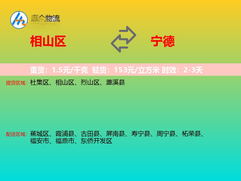 相山区到宁德物流专线