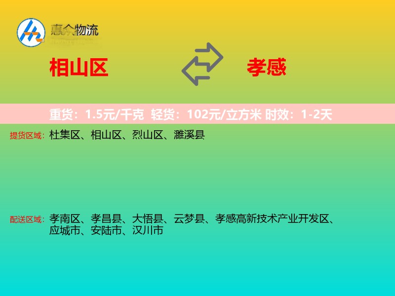 相山区到孝感物流专线