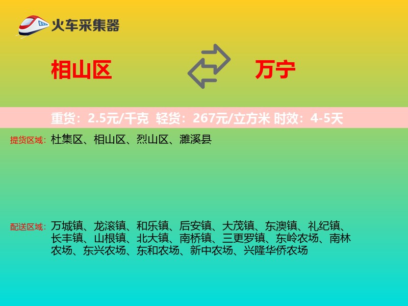 相山区到万宁物流专线