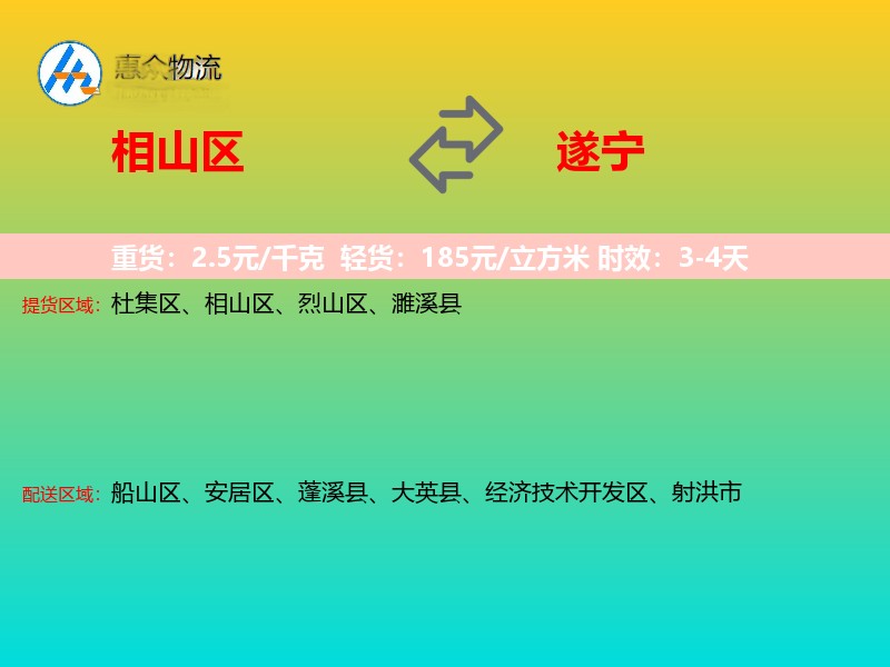 相山区到遂宁物流专线