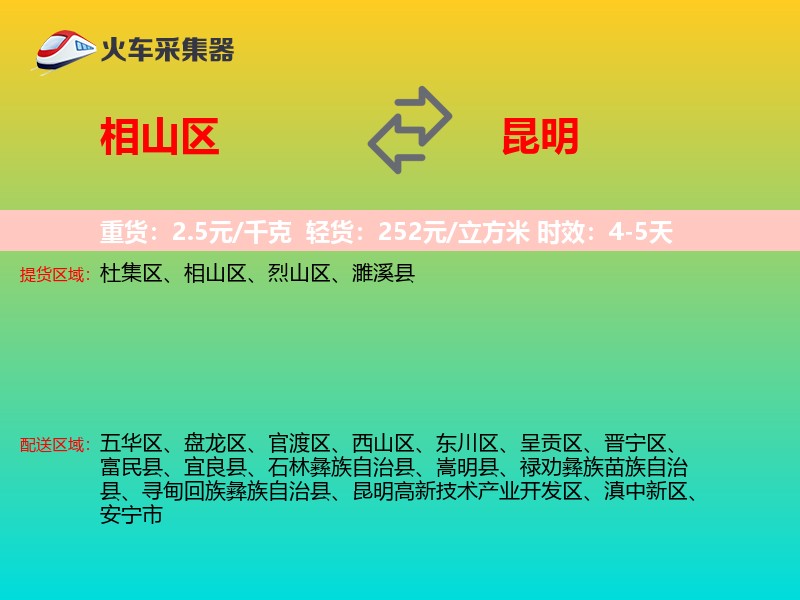 相山区到昆明物流专线