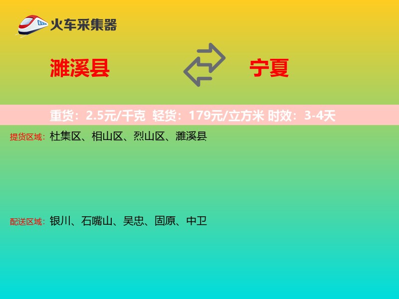 濉溪县到宁夏物流专线