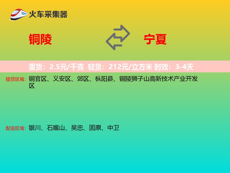 铜陵到宁夏物流专线