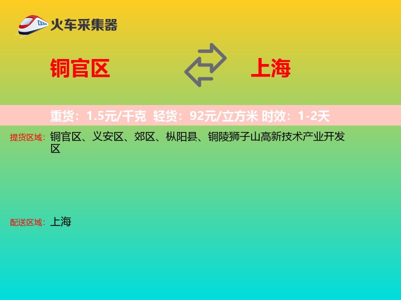 铜官区到上海物流专线