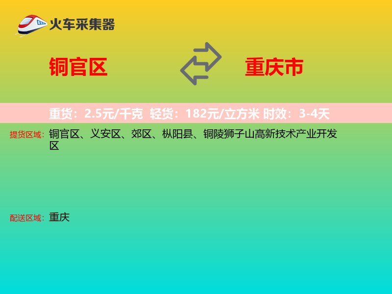 铜官区到重庆市物流专线