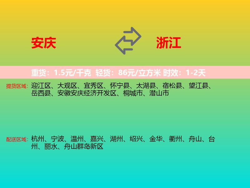 安庆到浙江长途搬家