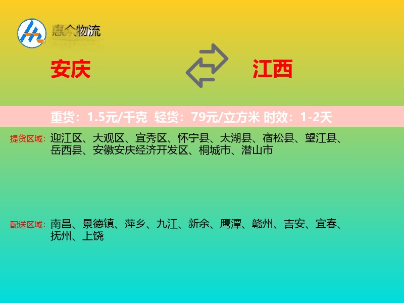 安庆到江西物流专线