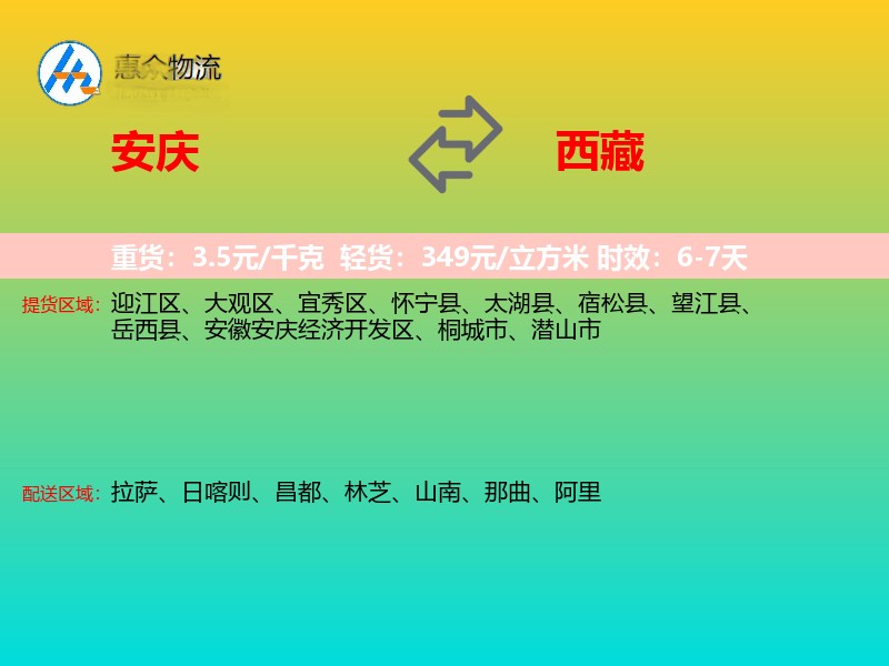 安庆到西藏长途搬家