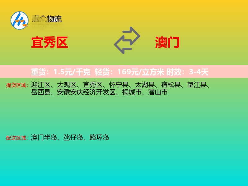 宜秀区到澳门长途搬家