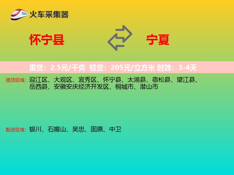 怀宁县到宁夏长途搬家