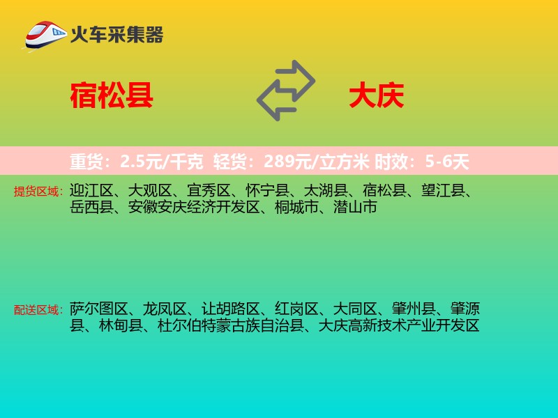 宿松县到大庆物流专线