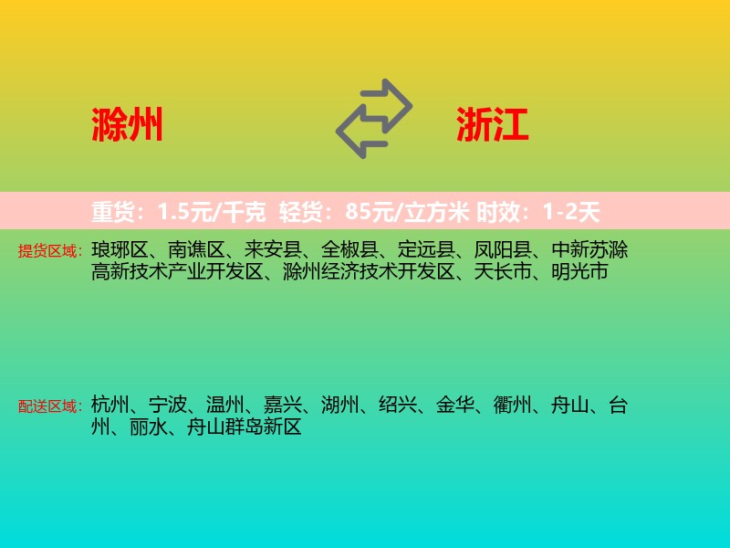 滁州到浙江长途搬家
