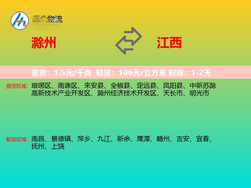 滁州到江西长途搬家