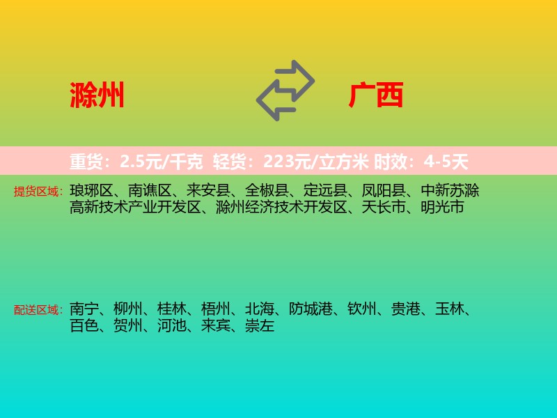 滁州到广西长途搬家