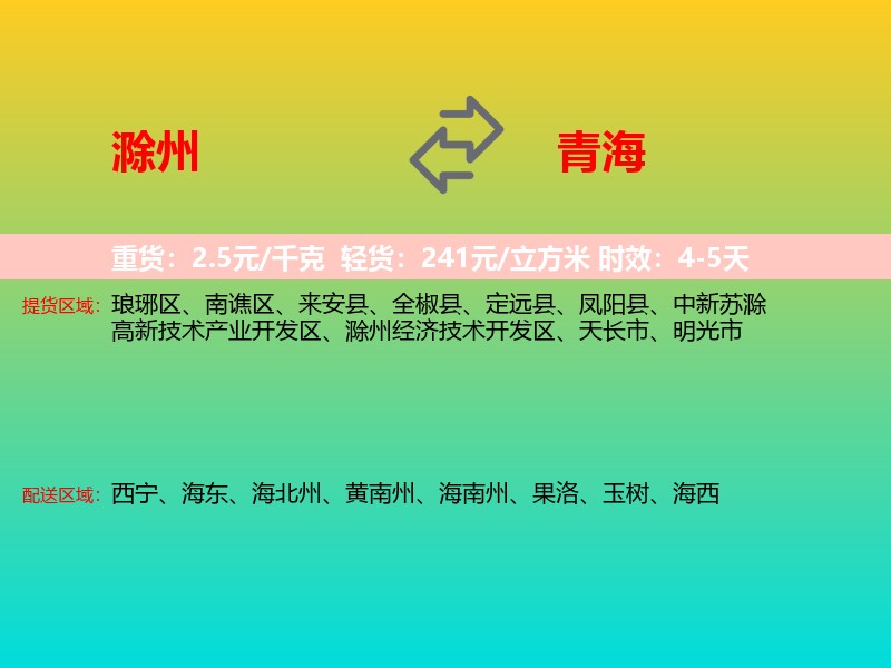 滁州到青海长途搬家