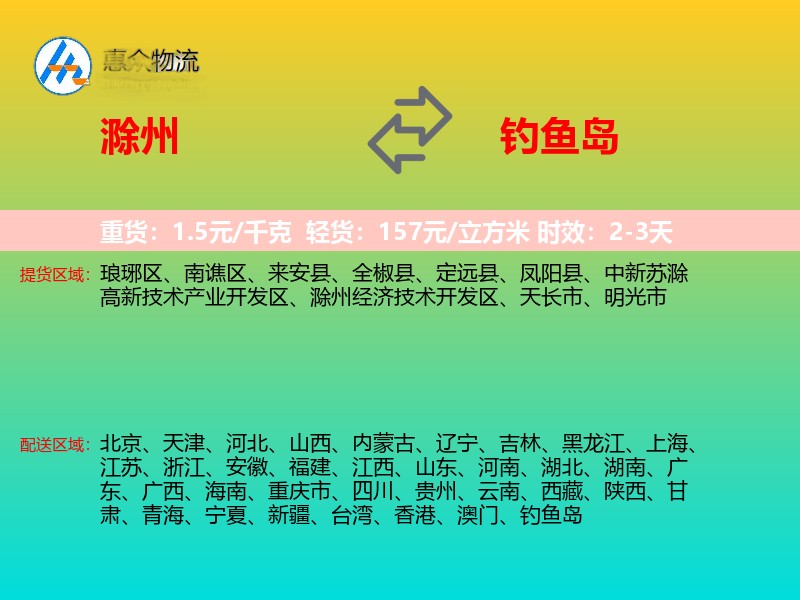 滁州到钓鱼岛轿车托运