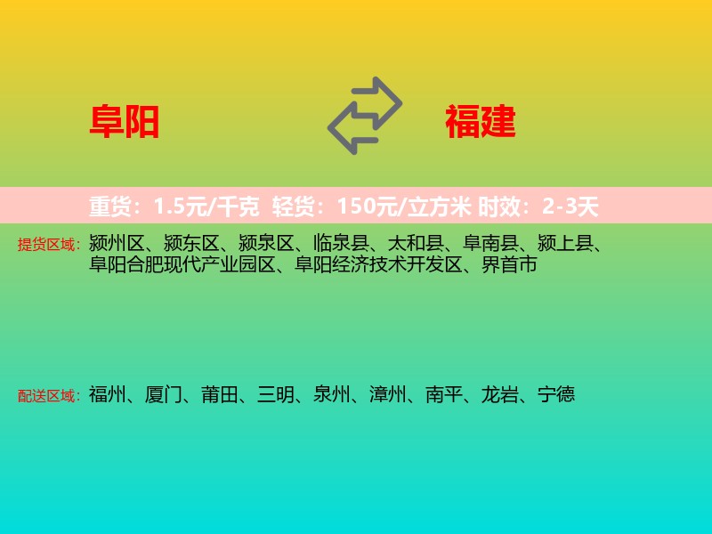 阜阳到福建长途搬家