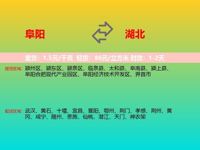 阜阳到湖北长途搬家