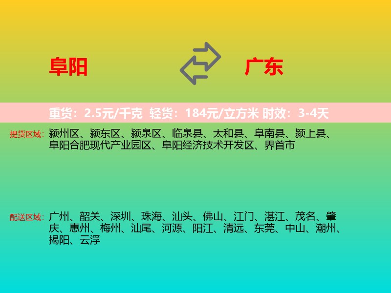 阜阳到广东长途搬家