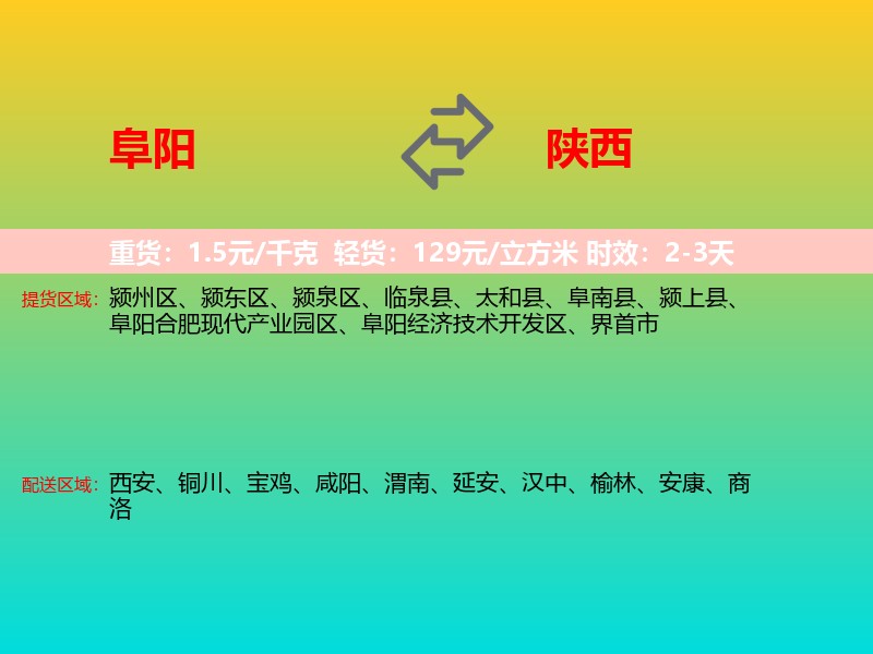 阜阳到陕西长途搬家