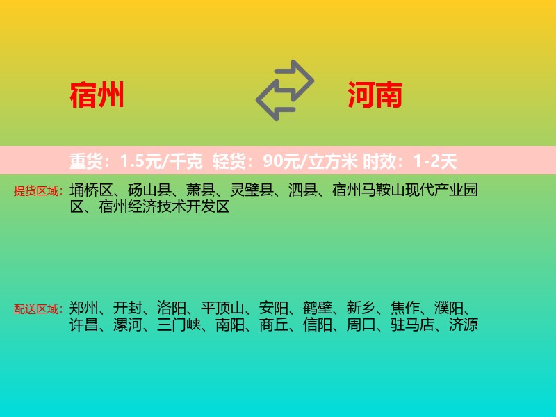 宿州到河南长途搬家