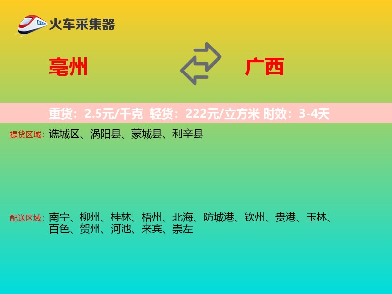 亳州到广西长途搬家