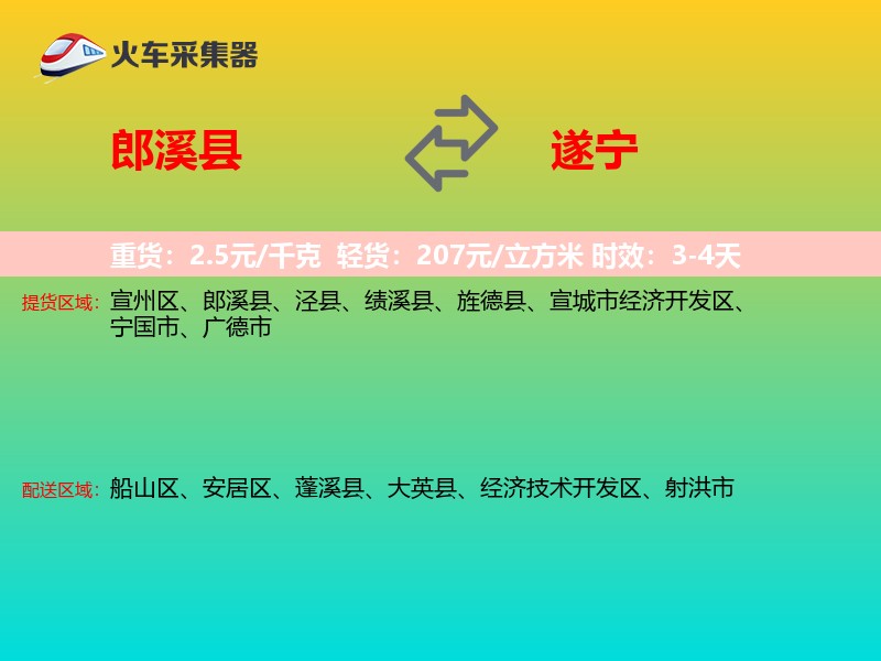 郎溪县到遂宁物流专线