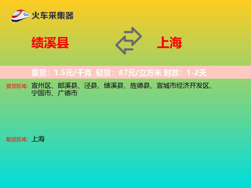 绩溪县到上海长途搬家