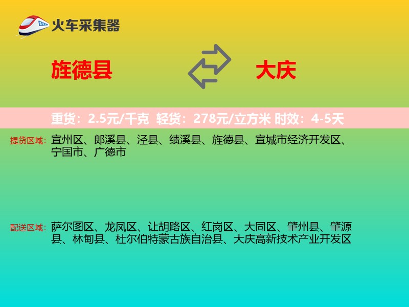 旌德县到大庆物流专线
