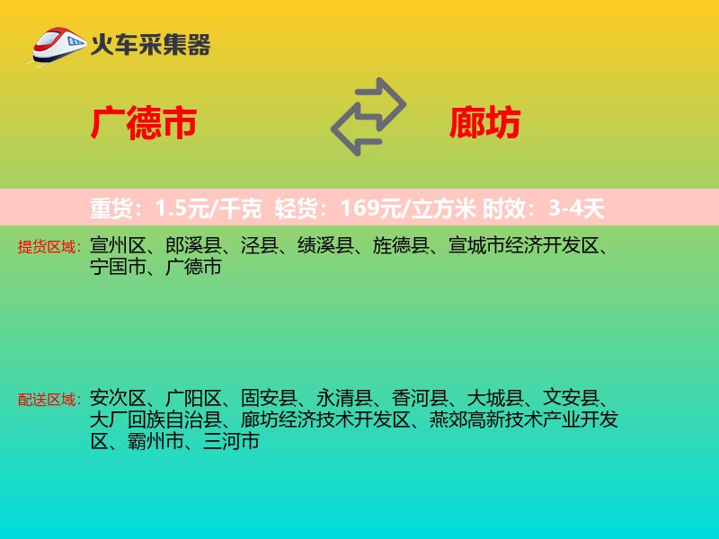 广德市到廊坊物流专线
