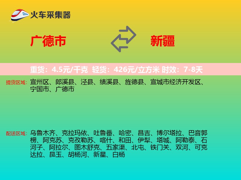 广德市到新疆物流专线
