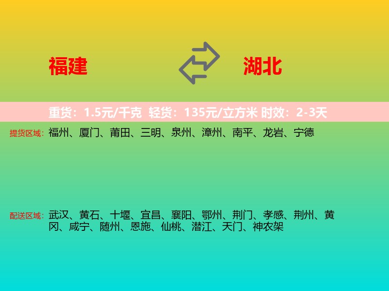 福建到湖北长途搬家