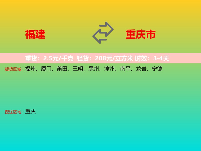 福建到重庆市长途搬家