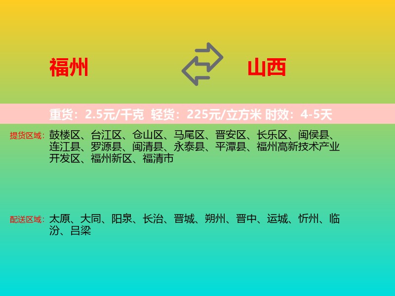 福州到山西长途搬家