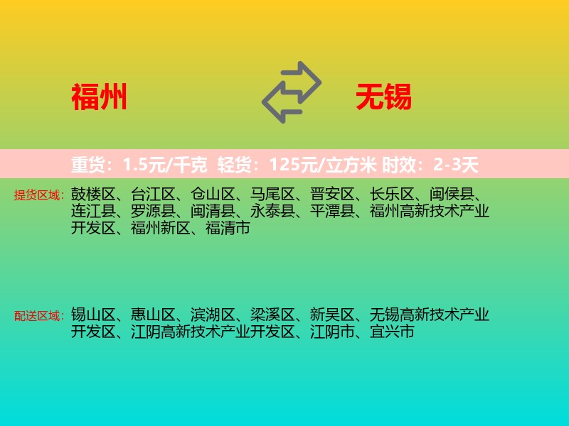 福州到无锡物流专线价格时效