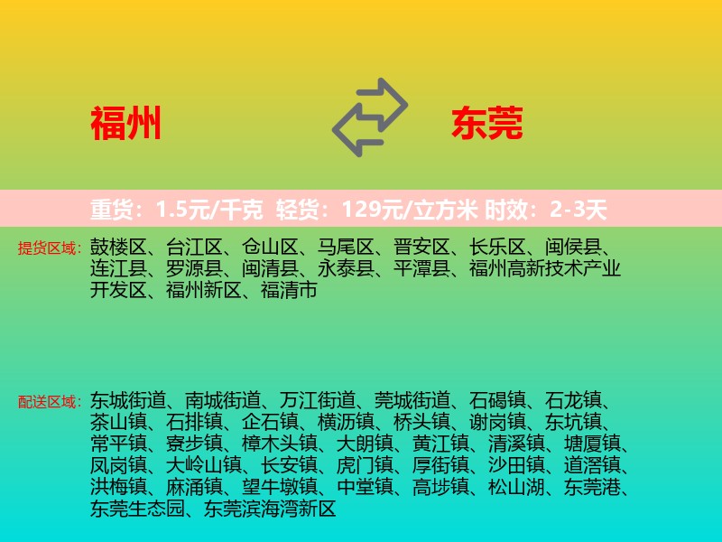 福州到东莞物流专线价格时效