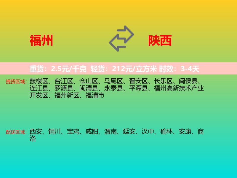 福州到陕西长途搬家