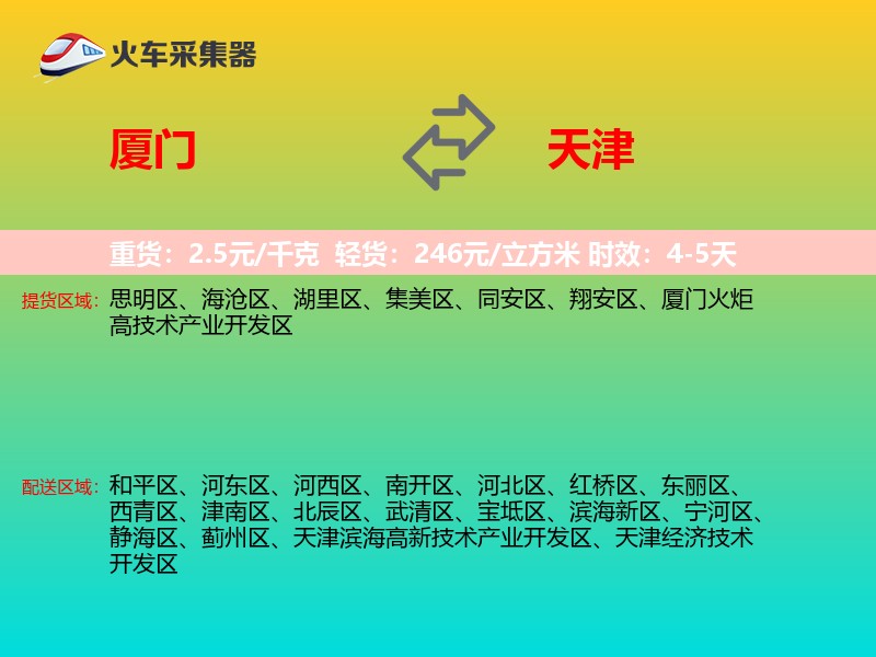 厦门到天津物流专线
