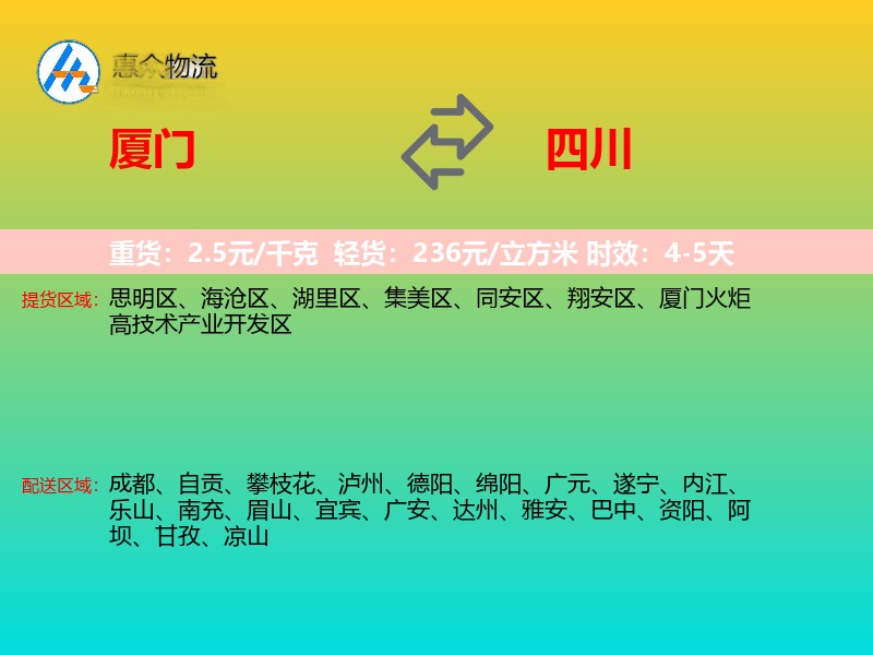 厦门到四川长途搬家