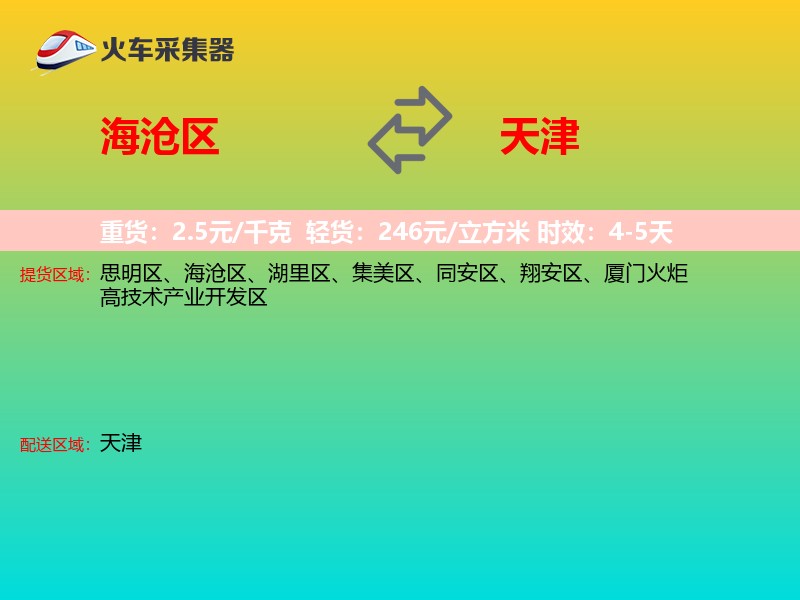 海沧区到天津物流专线